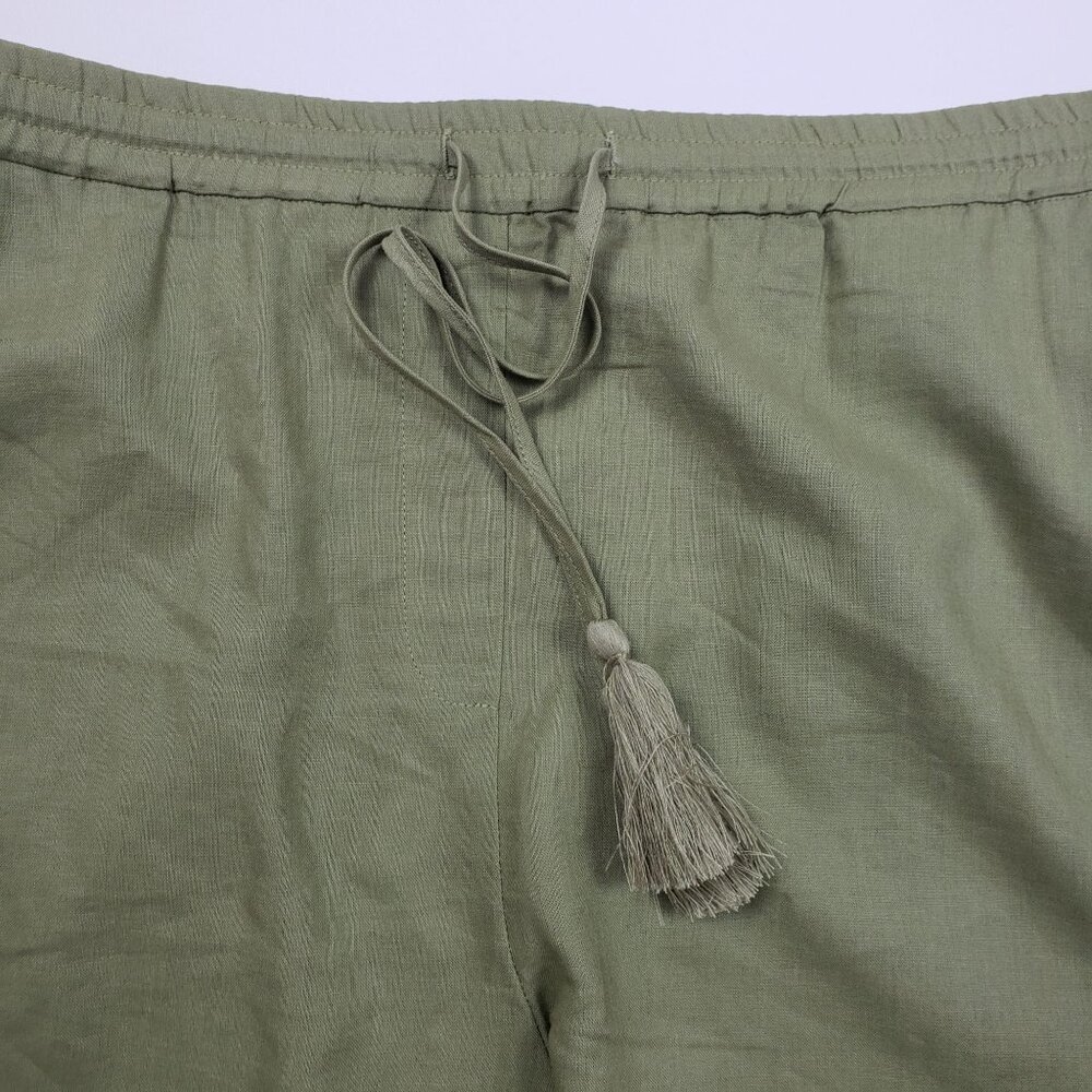 Andie Swim The Graciosa Short Women's XL Ivy Green Linen Blend Tassel Ties NWT - Picture 9 of 16